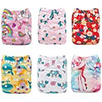 Alva Baby - 6 Pañales de tela con 12 absorbentes reutilizables- lavables a máquina 6DM20